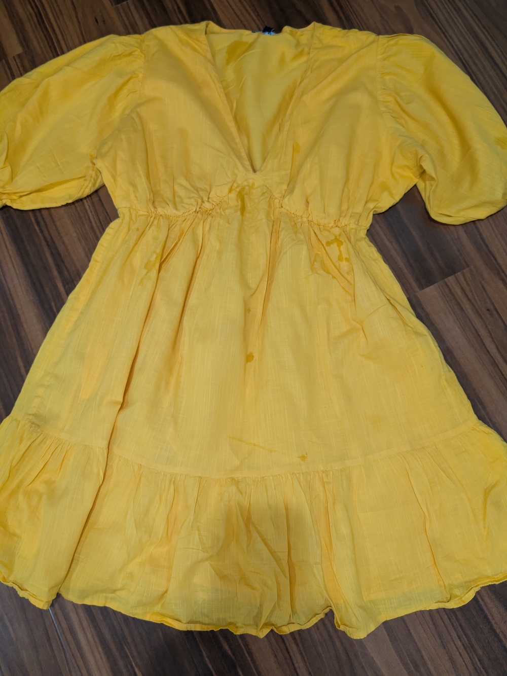 Girls' Sunny Yellow Tiered V-Neck Dress